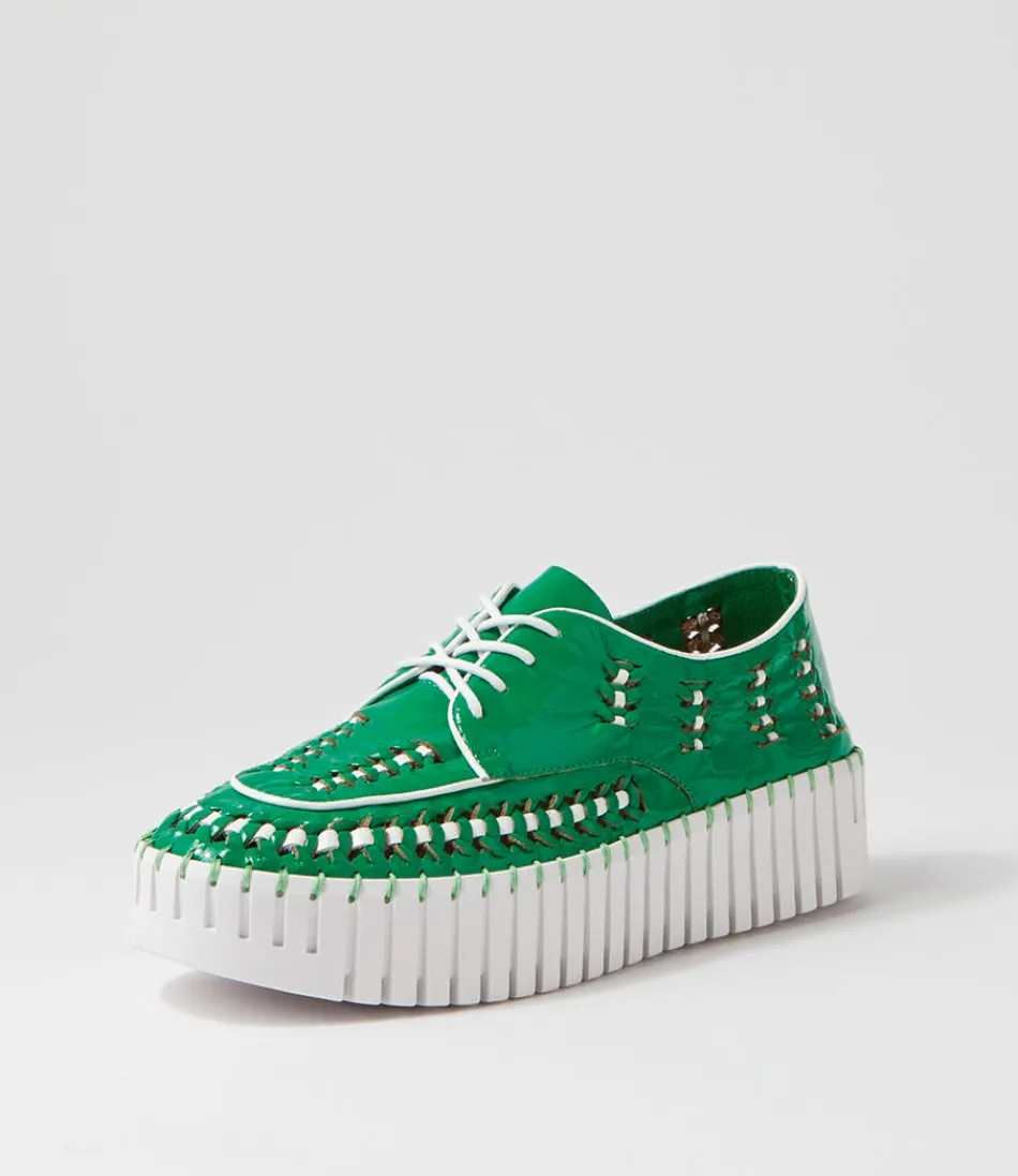 Women DJANGO & JULIETTE Sneakers<Brodies Emerald White Patent Leather Sneakers