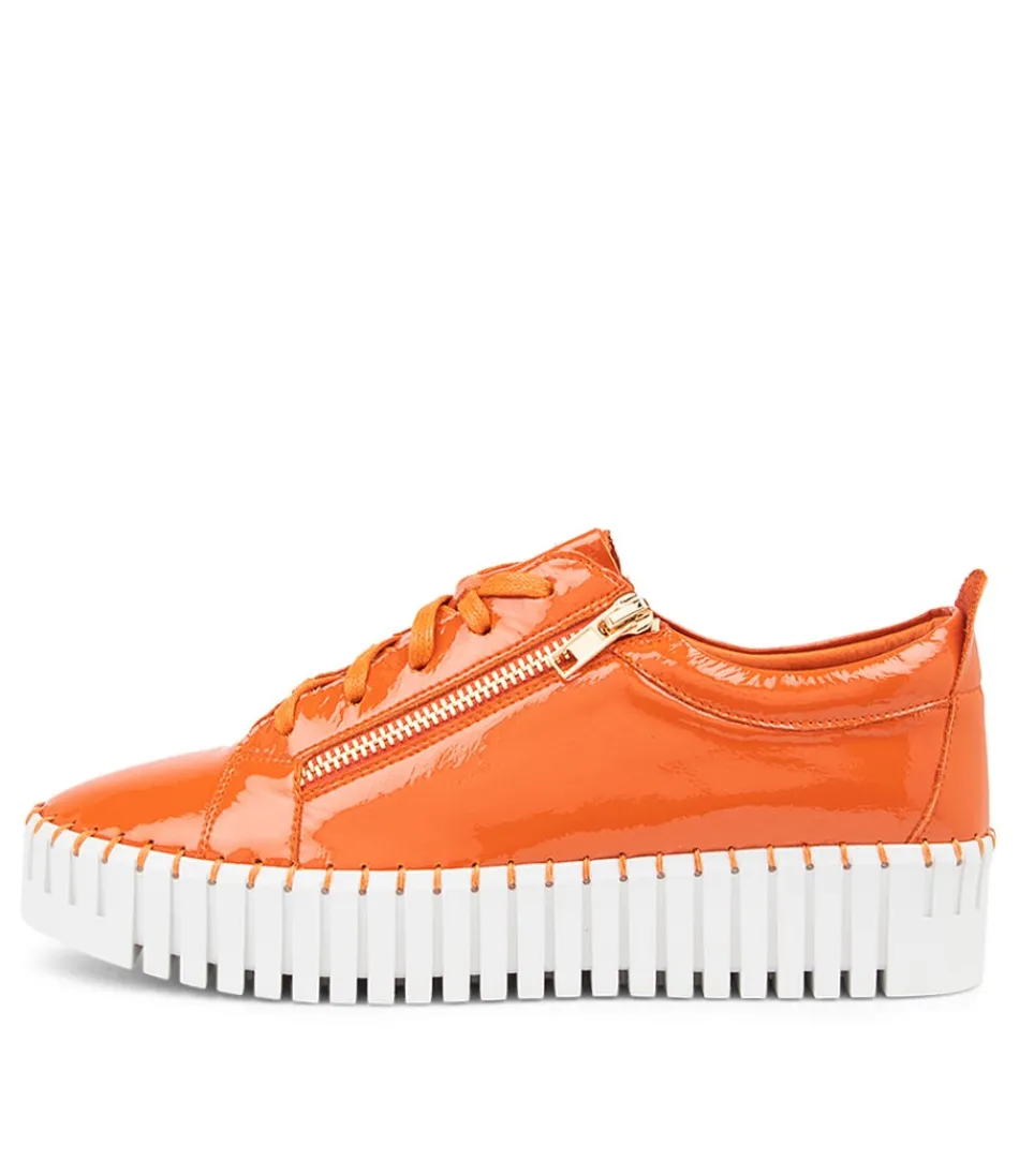 Women DJANGO & JULIETTE Sneakers<Bump Orange Patent Leather Sneakers Ws