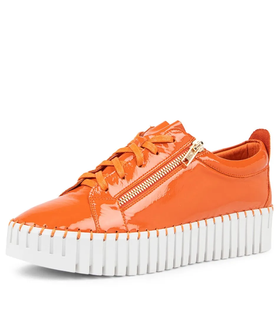 Women DJANGO & JULIETTE Sneakers<Bump Orange Patent Leather Sneakers Ws