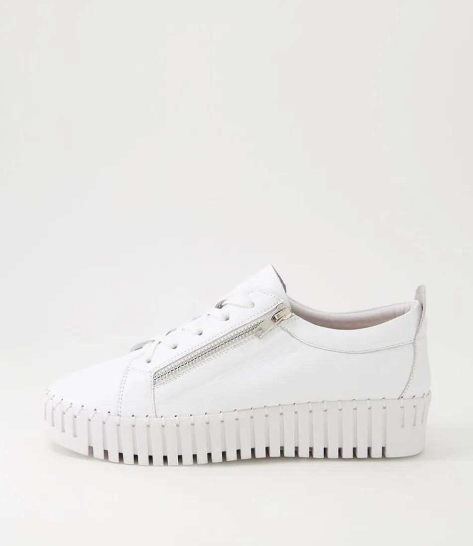 Women DJANGO & JULIETTE Sneakers<Bump White Leather Sneakers