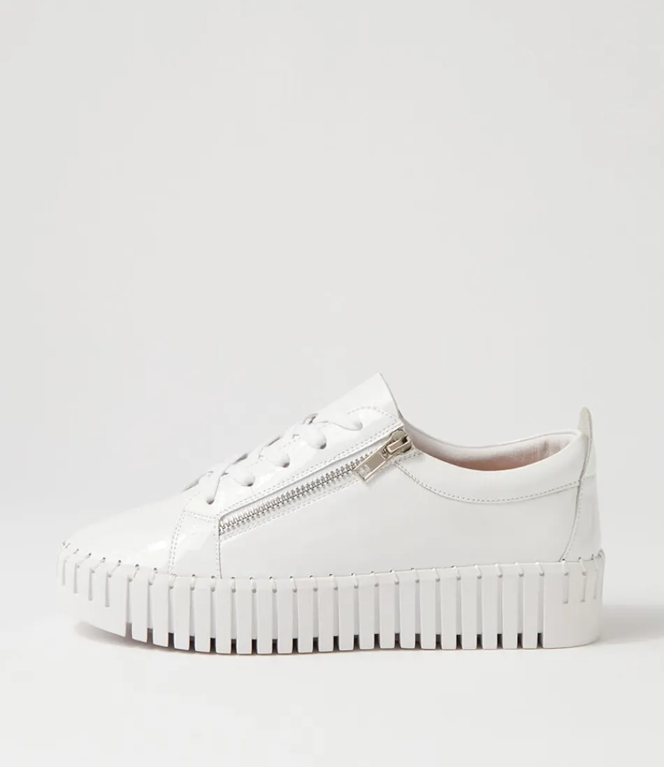 Women DJANGO & JULIETTE Sneakers<Bump White Patent Leather Sneakers