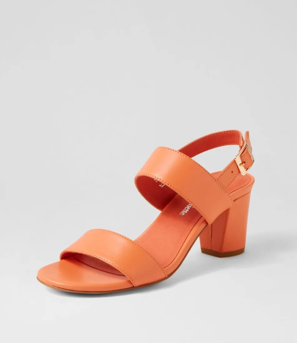 Women DJANGO & JULIETTE Heels<Calons Cantaloupe Leather Sandals