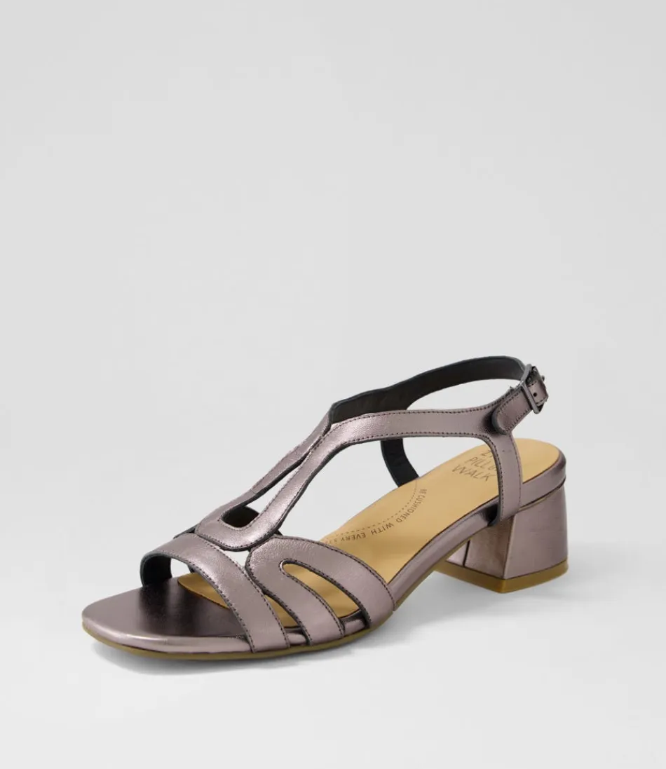 Women ZIERA Heels<Caracas W Pewter Leather Sandals