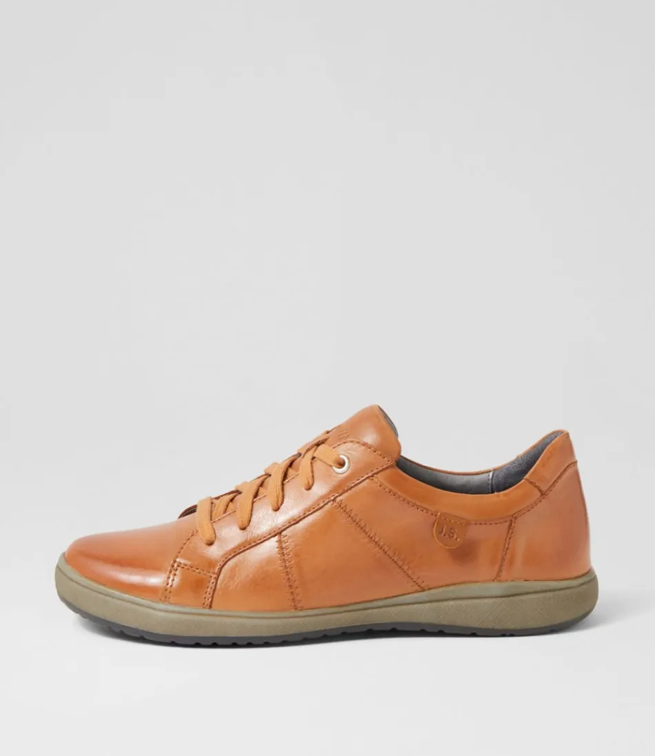 Women JOSEF SEIBEL Comfort<Caren 42 Camel Leather Sneakers