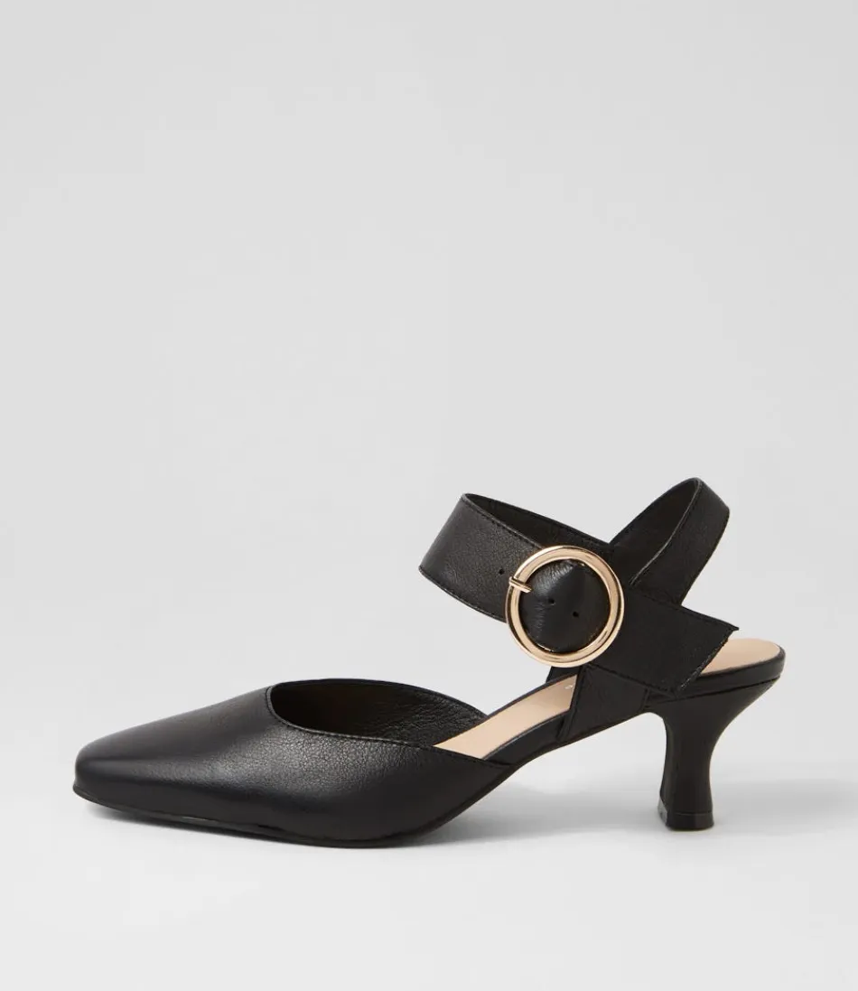 Women DJANGO & JULIETTE Heels<Caris Black Leather Heels