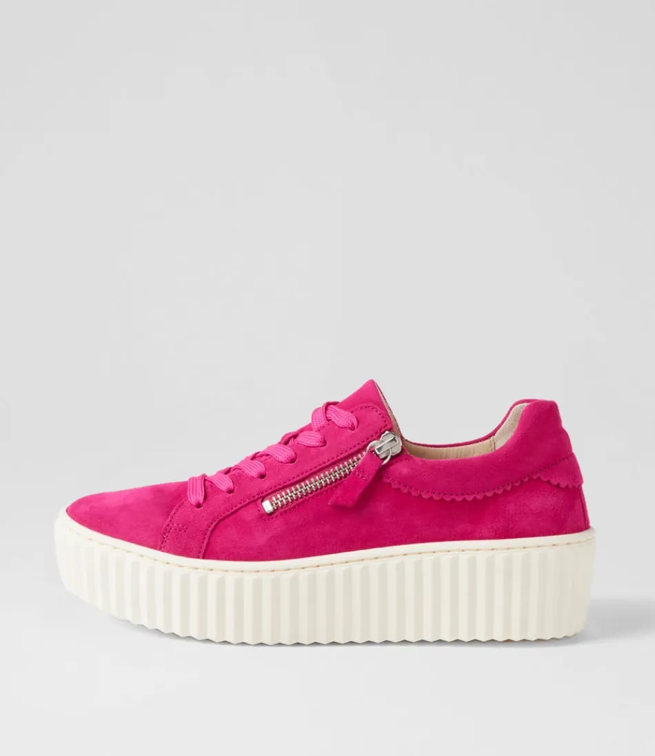 Women GABOR Comfort<Carmelia Pink Suede Sneakers