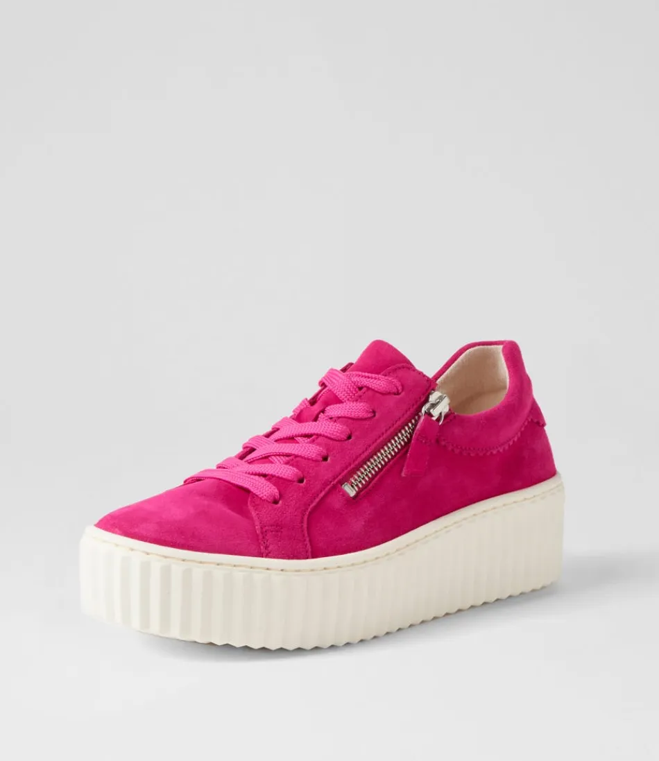 Women GABOR Comfort<Carmelia Pink Suede Sneakers