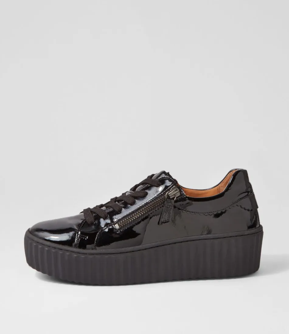 Women GABOR Comfort<Carmelia Schwarz Patent Leather Sneakers