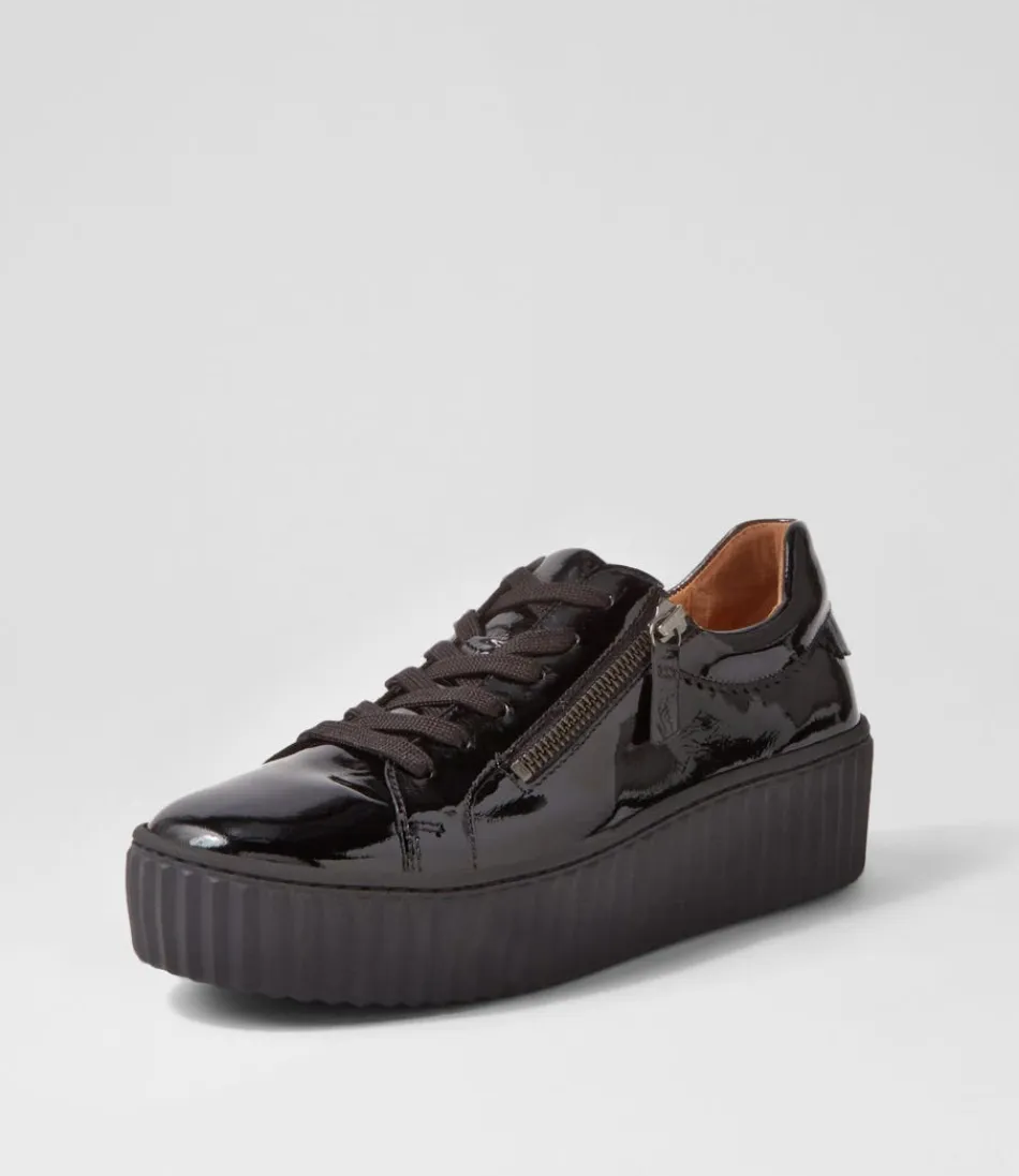 Women GABOR Comfort<Carmelia Schwarz Patent Leather Sneakers