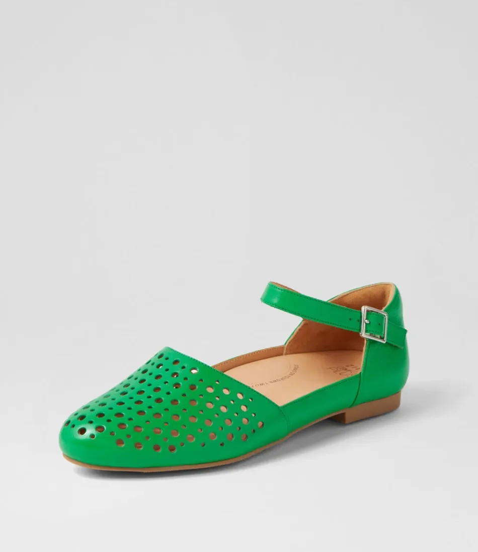 Women ZIERA Comfort<Carrole Xf Bright Emerald Leather Flat Shoes