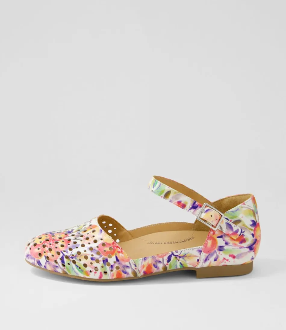 Women ZIERA Flats<Carrole Xf Orange Floral Leather Flat Shoes