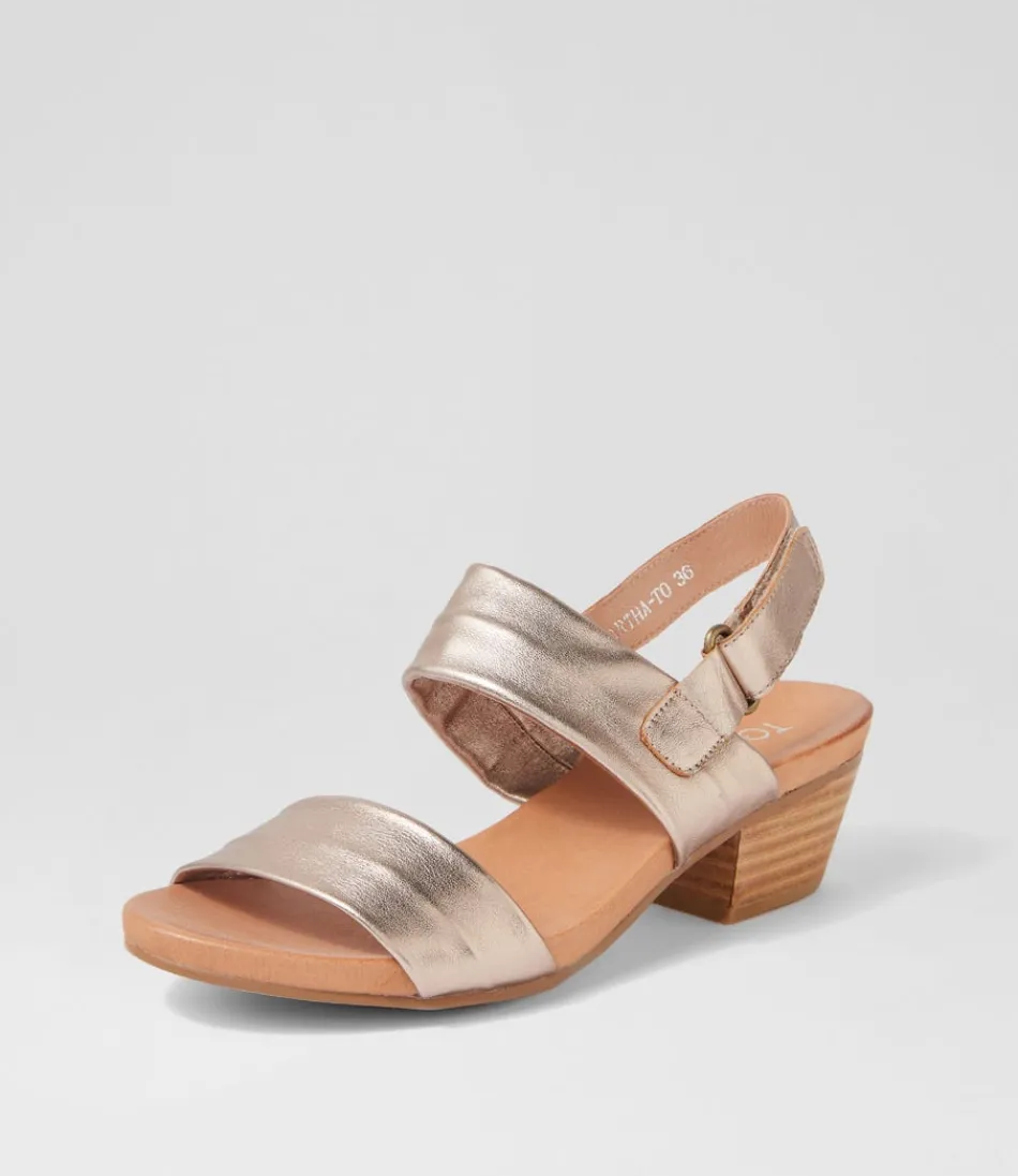 Women TOP END Heels<Cartha Champagne Leather Sandals