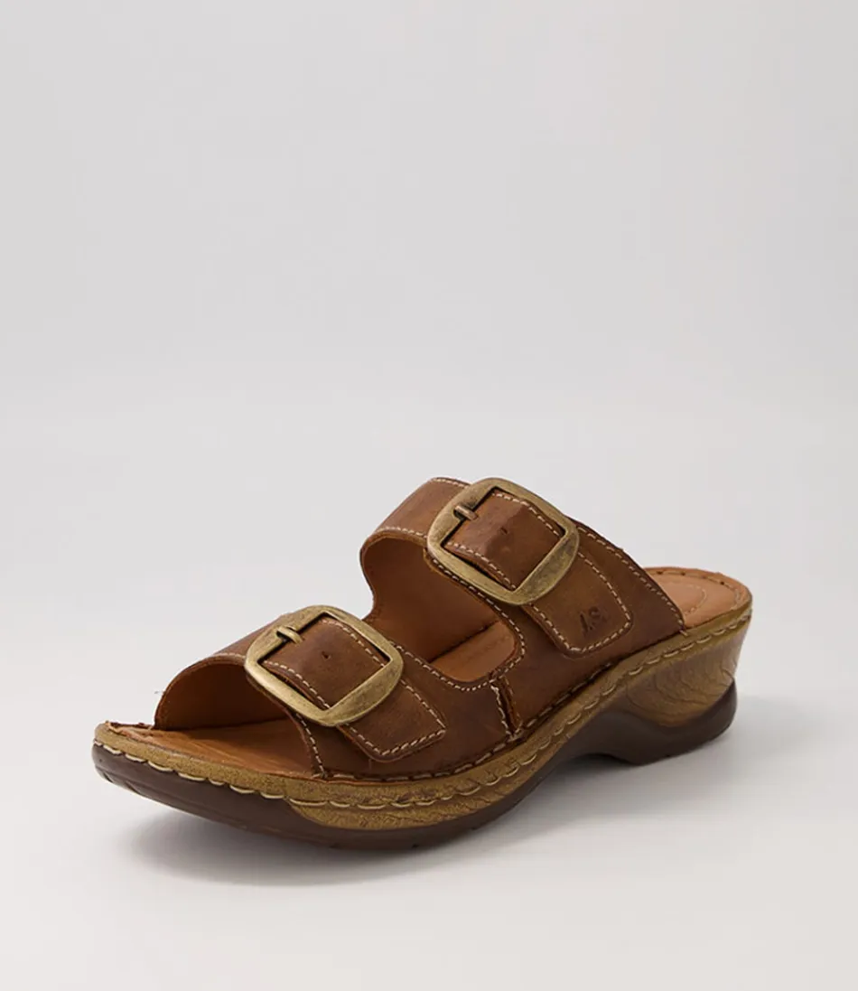 Women JOSEF SEIBEL Comfort<Catalonia 76 Brandy Leather Slides