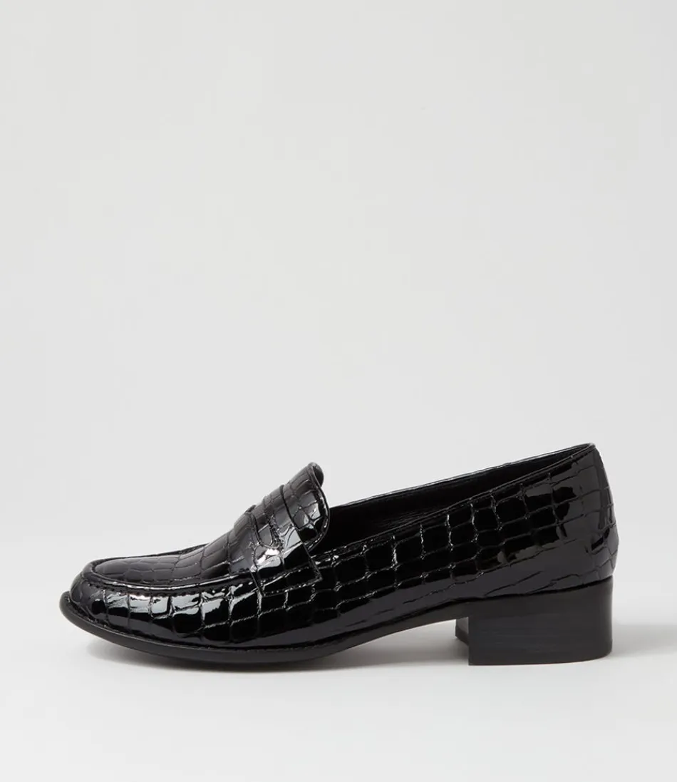 Women DJANGO & JULIETTE Loafers<Cathi Black Patent Croc Heels