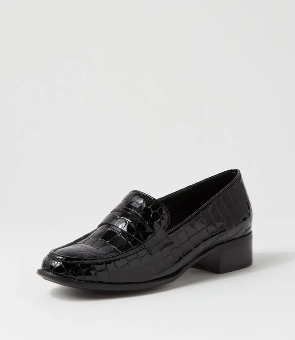 Women DJANGO & JULIETTE Loafers<Cathi Black Patent Croc Heels