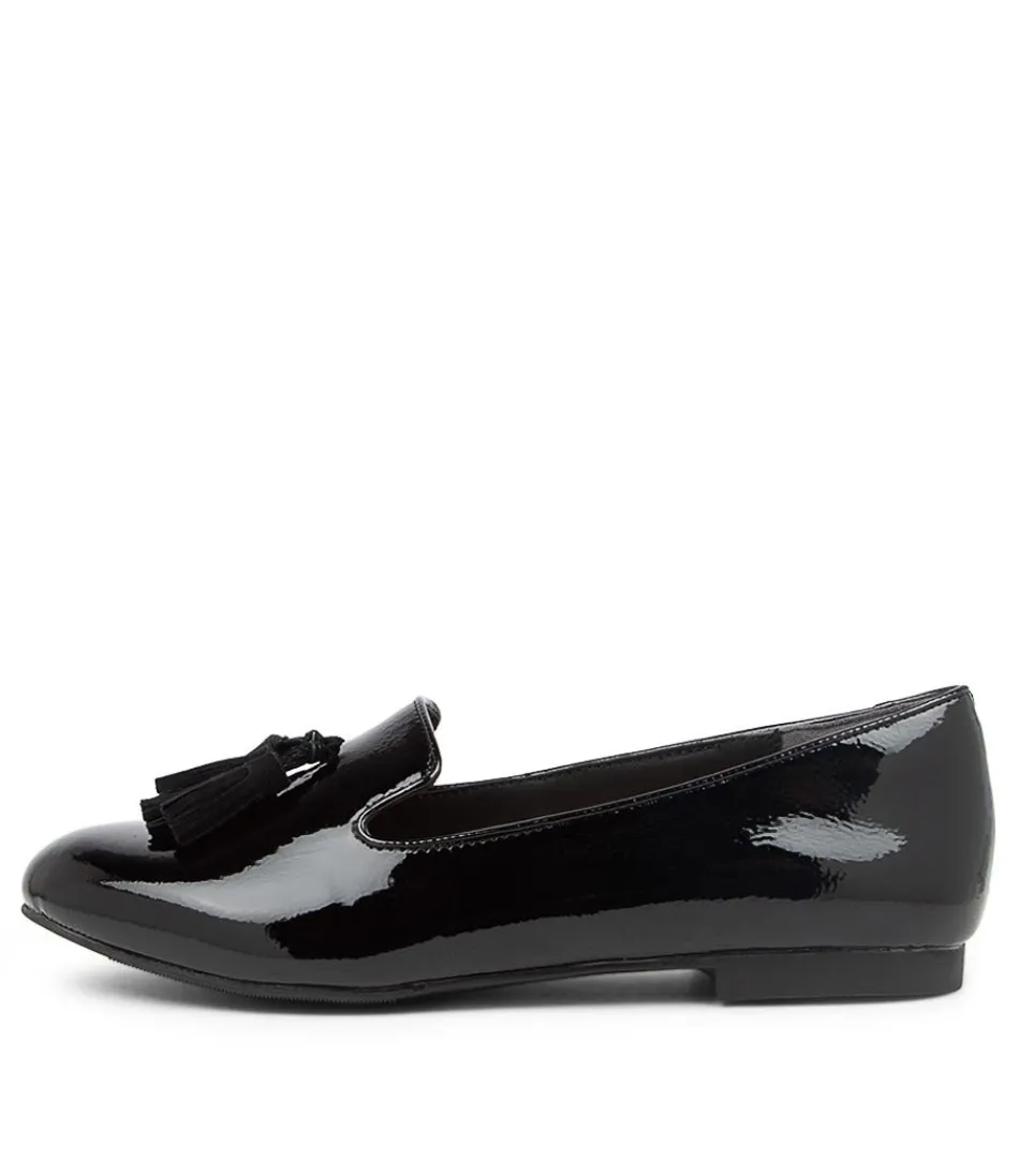 Women ZIERA Loafers<Charter Xf Black Patent Leather Flat Shoes