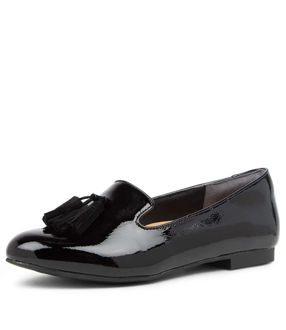 Women ZIERA Loafers<Charter Xf Black Patent Leather Flat Shoes