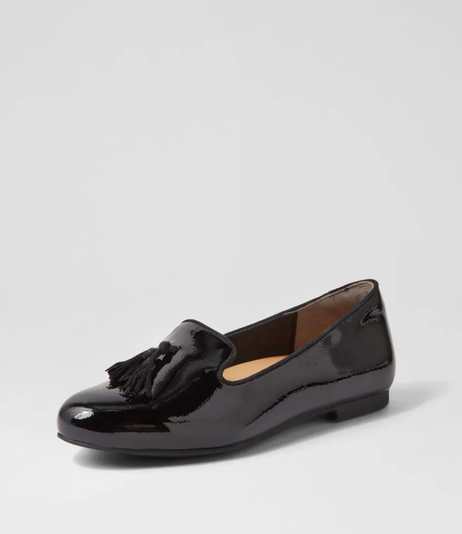 Women ZIERA Loafers<Charter Xf Black Patent Mix Flat Shoes