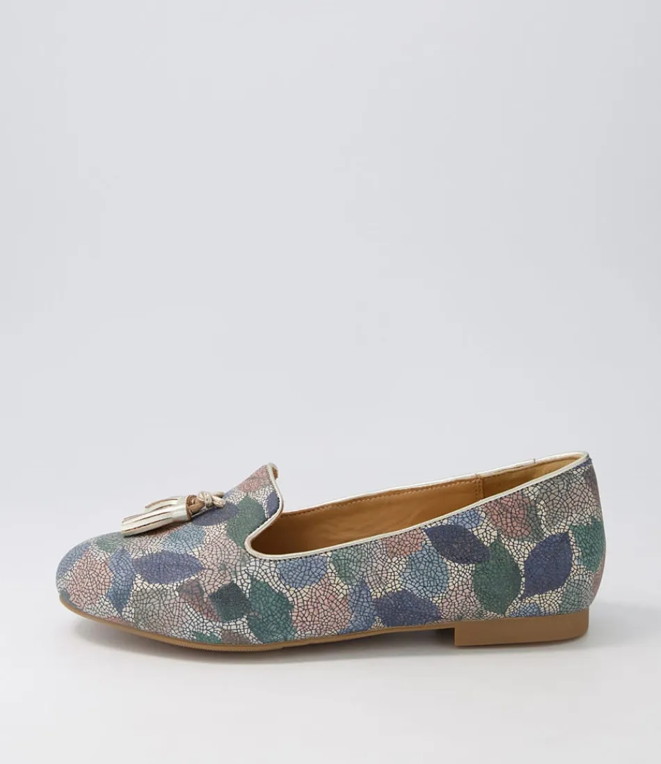 Women ZIERA Loafers<Charter Xf Blue Leaf Gold Multi Flat Shoes