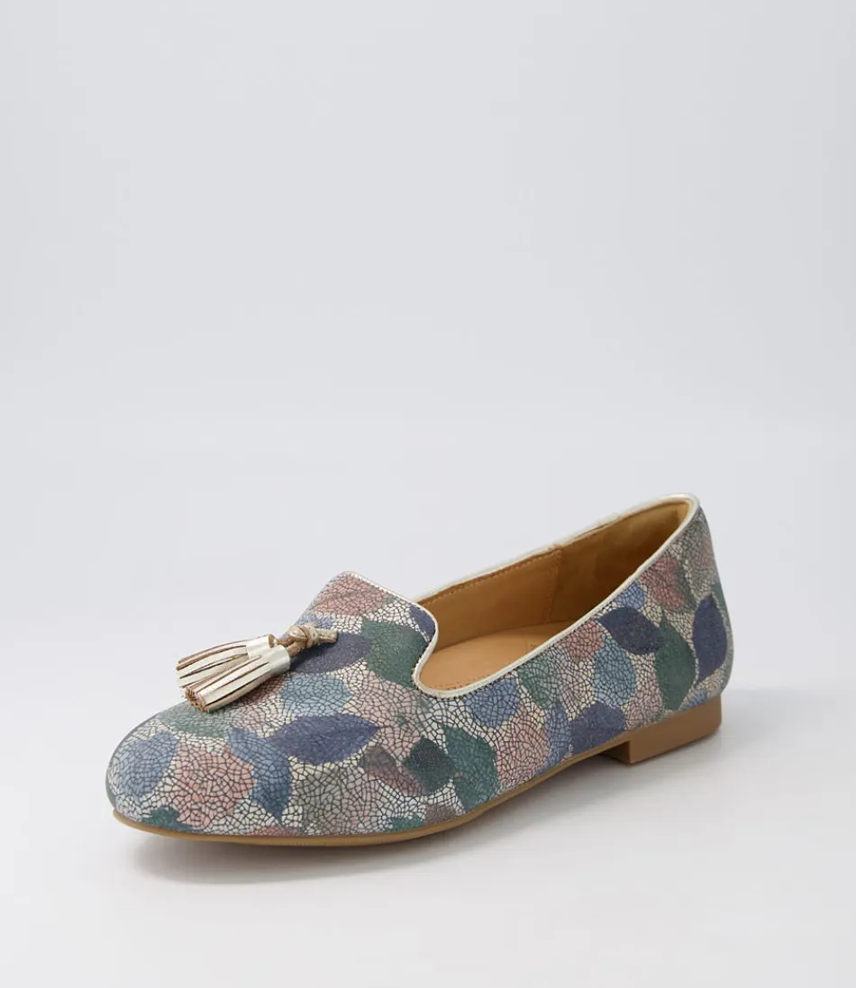 Women ZIERA Loafers<Charter Xf Blue Leaf Gold Multi Flat Shoes