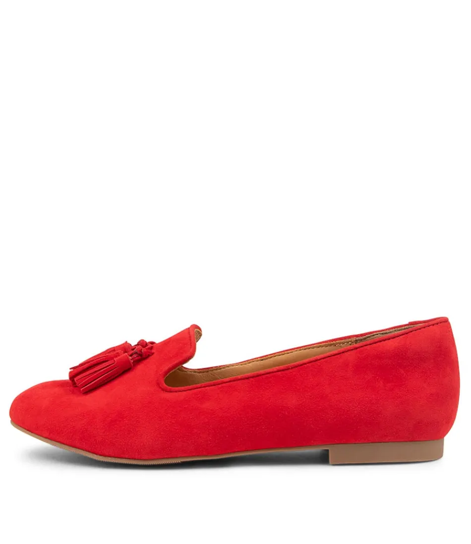 Women ZIERA Loafers<Charter Xf Red Suede Flat Shoes