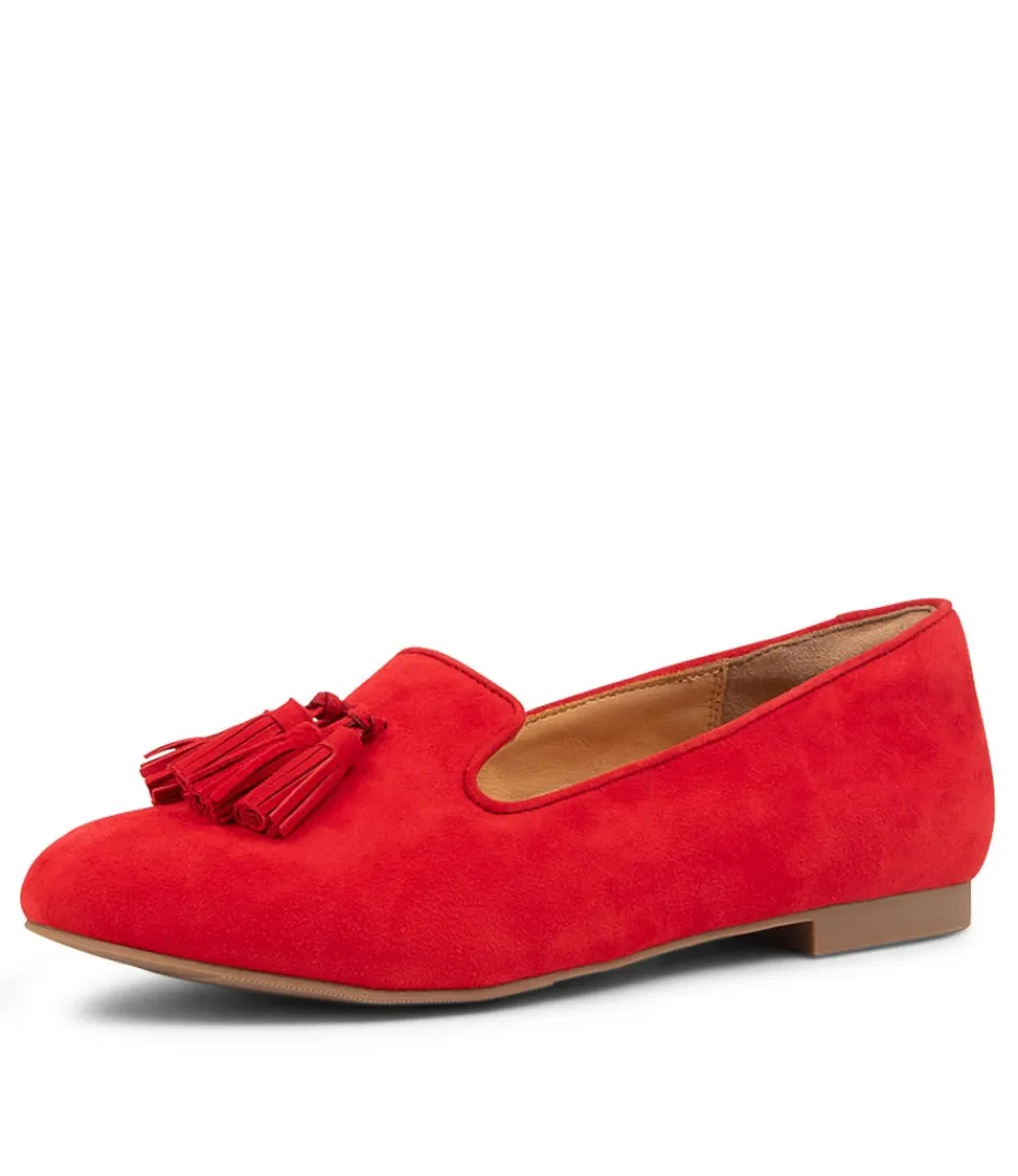 Women ZIERA Loafers<Charter Xf Red Suede Flat Shoes