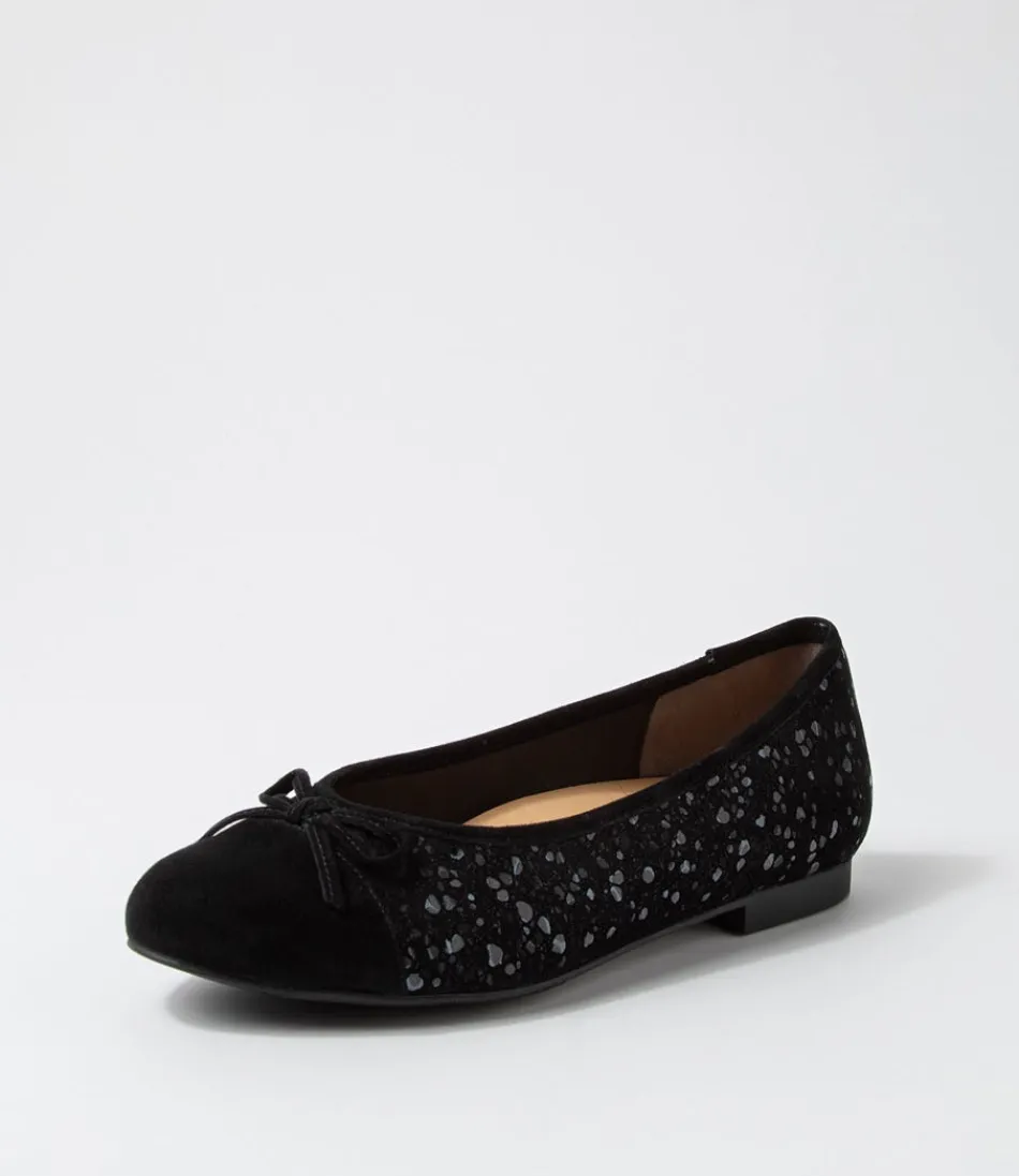 Women ZIERA Comfort<Chelsea Xf Black Sparkle Suede Ballet Flats