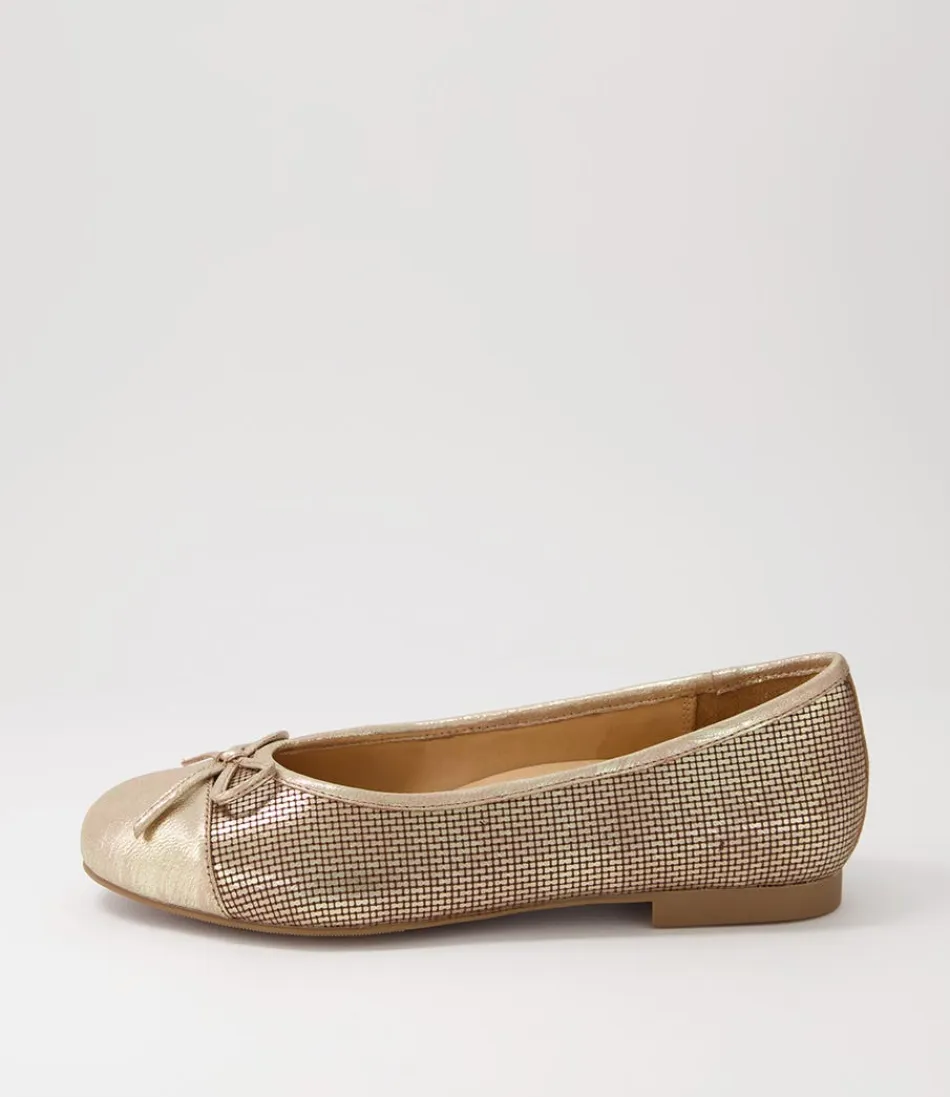 Women ZIERA Comfort<Chelsea Xf Gold Leather Cut Leather Ballet Flats