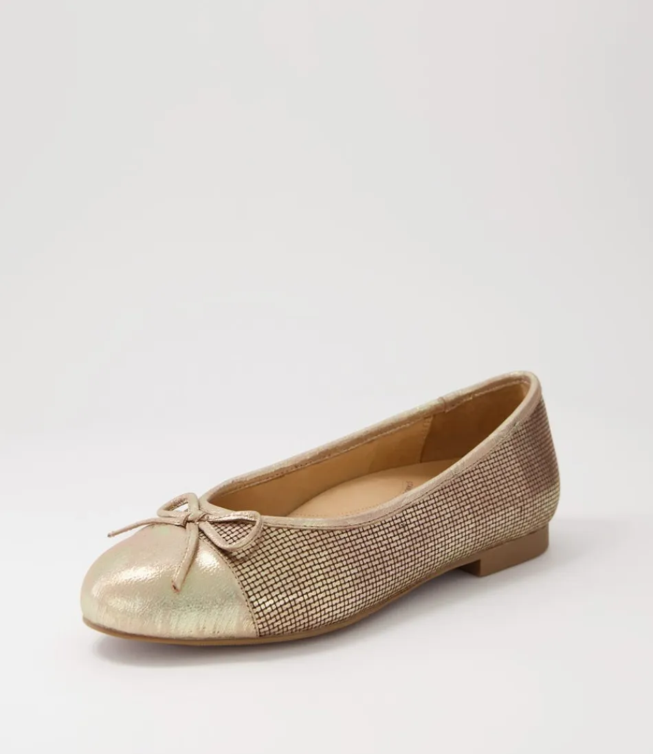 Women ZIERA Comfort<Chelsea Xf Gold Leather Cut Leather Ballet Flats