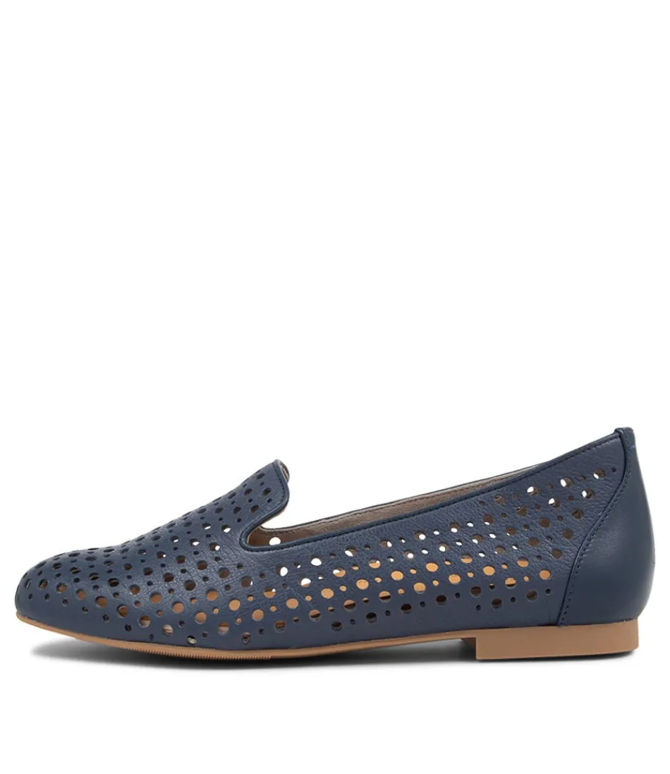 Women ZIERA Loafers<Cindra Xf Navy Leather Loafers