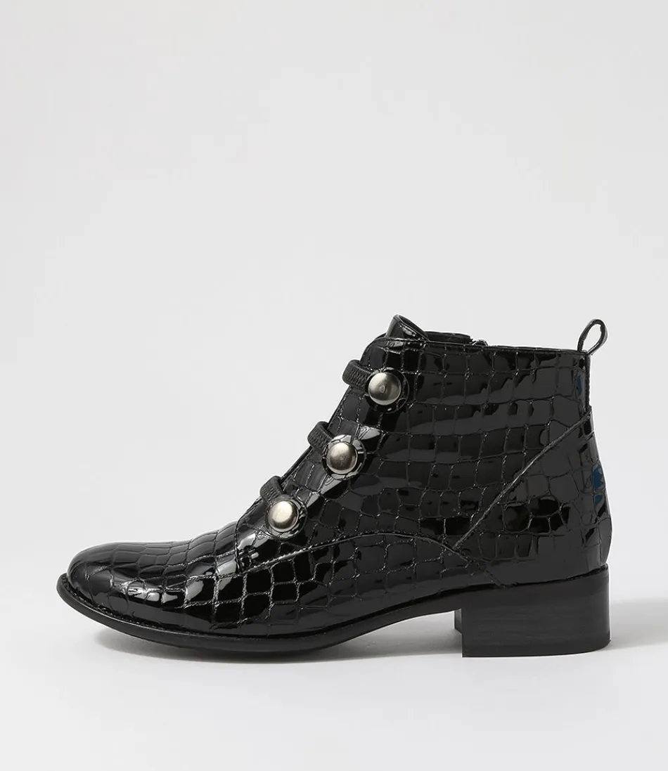 Women DJANGO & JULIETTE Boots<Clemens Black Patent Croc Ankle Boots