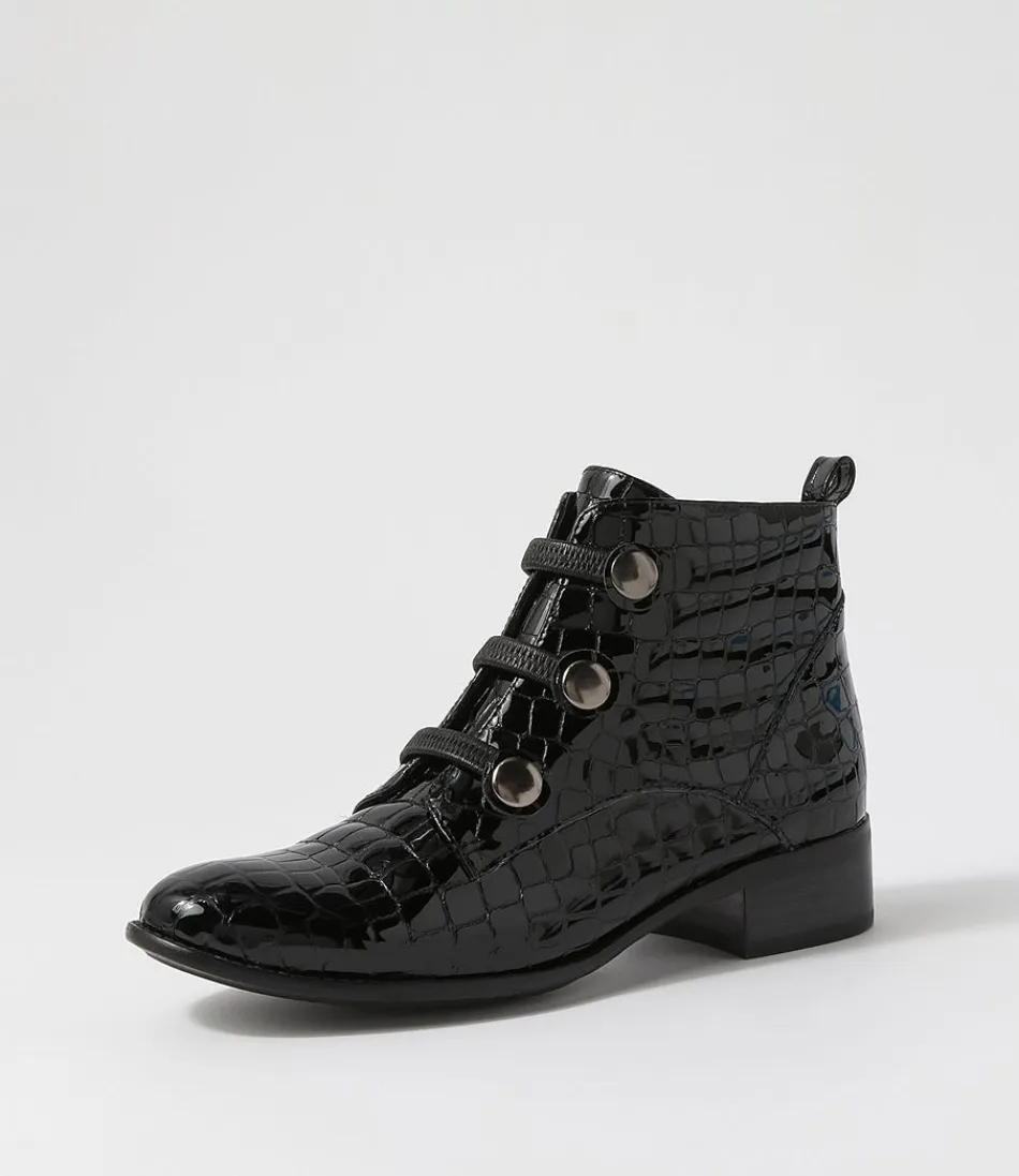 Women DJANGO & JULIETTE Boots<Clemens Black Patent Croc Ankle Boots