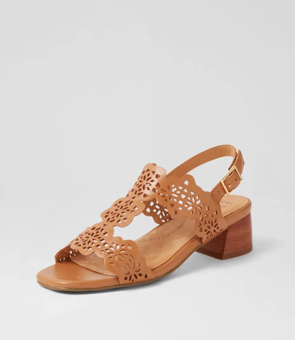 Women ZIERA Heels<Coachy W Tan Leather Sandals