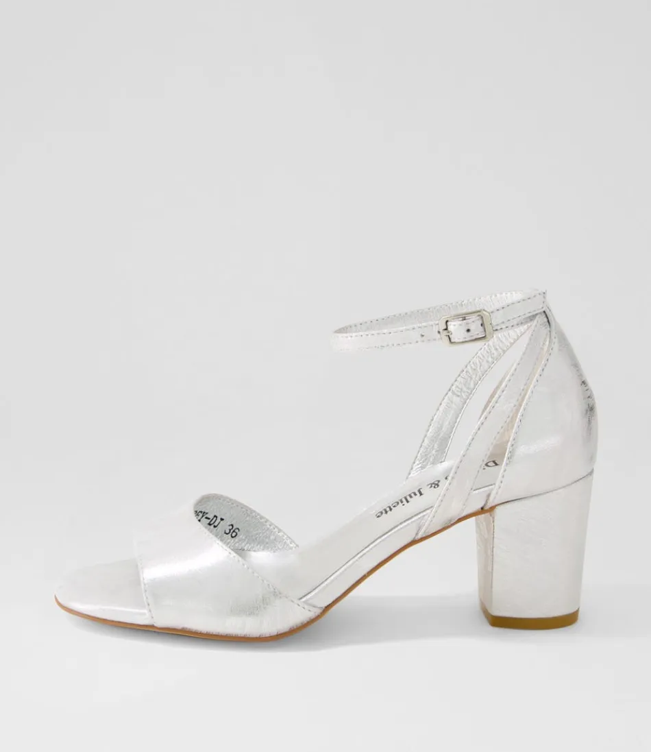 Women DJANGO & JULIETTE Heels<Cobey Silver Scratch Leather Sandals