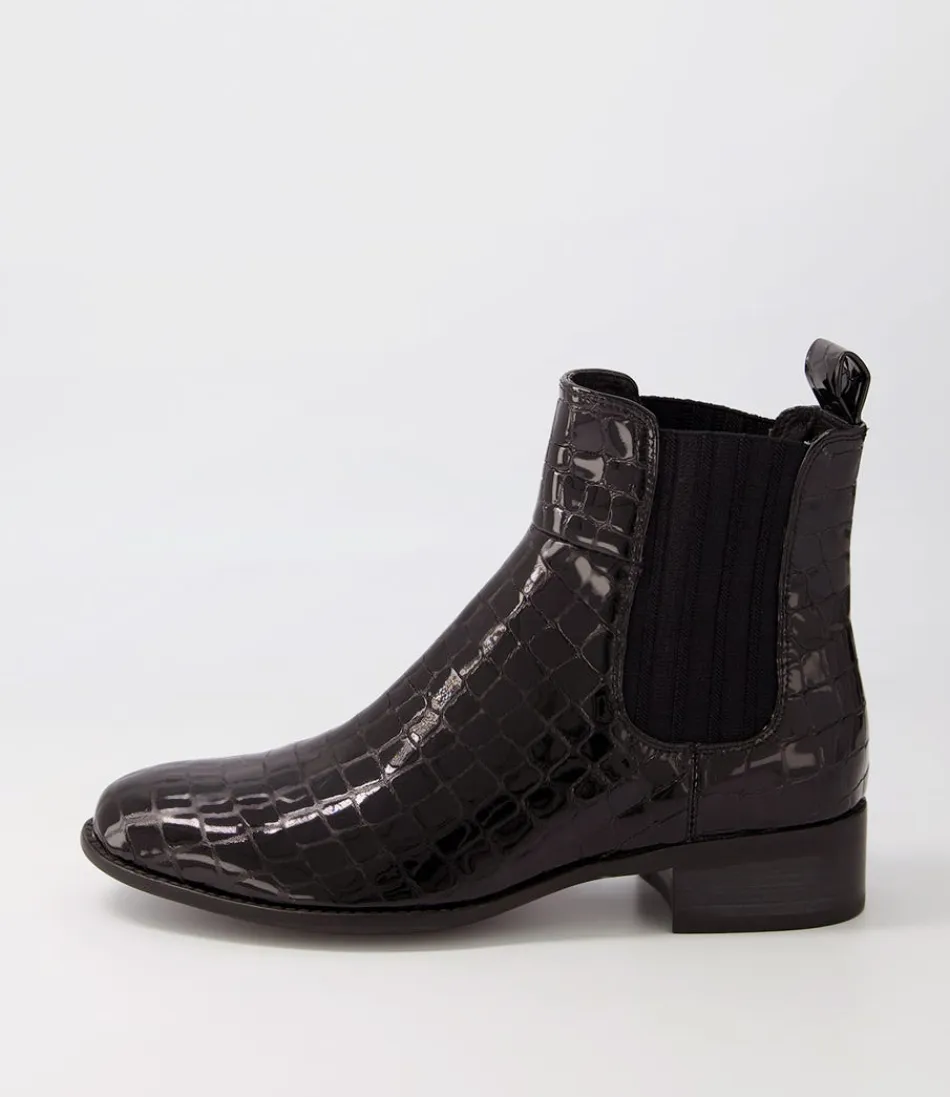 Women DJANGO & JULIETTE Boots<Cohen Black Patent Croc Chelsea Boots