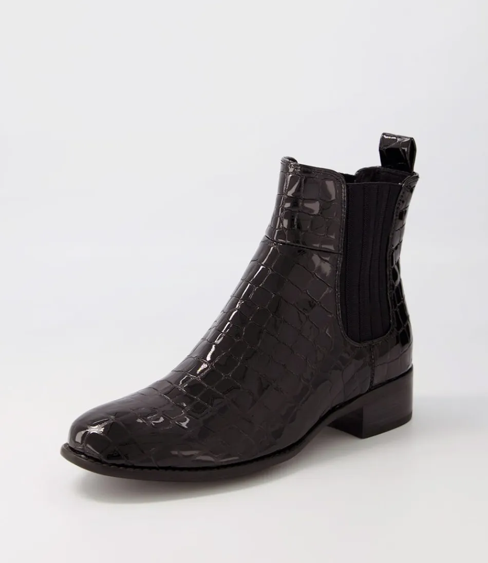 Women DJANGO & JULIETTE Boots<Cohen Black Patent Croc Chelsea Boots