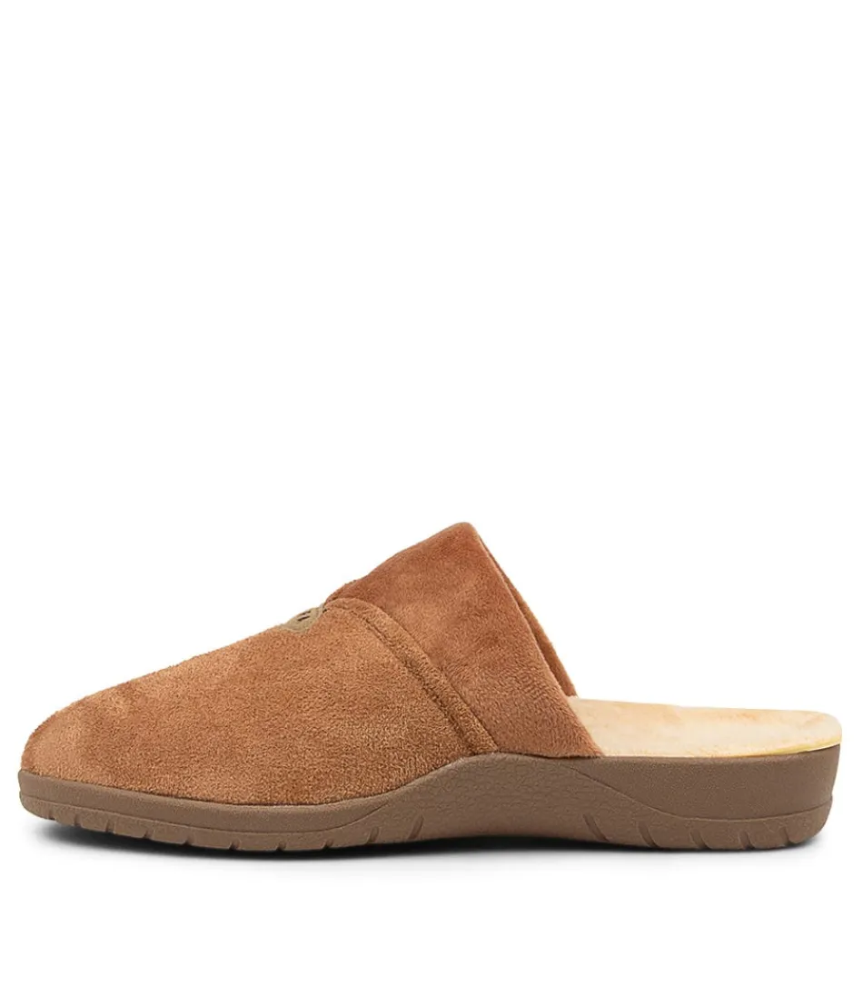 Women ZIERA Comfort<Comfy W Caramel Microsuede Slippers