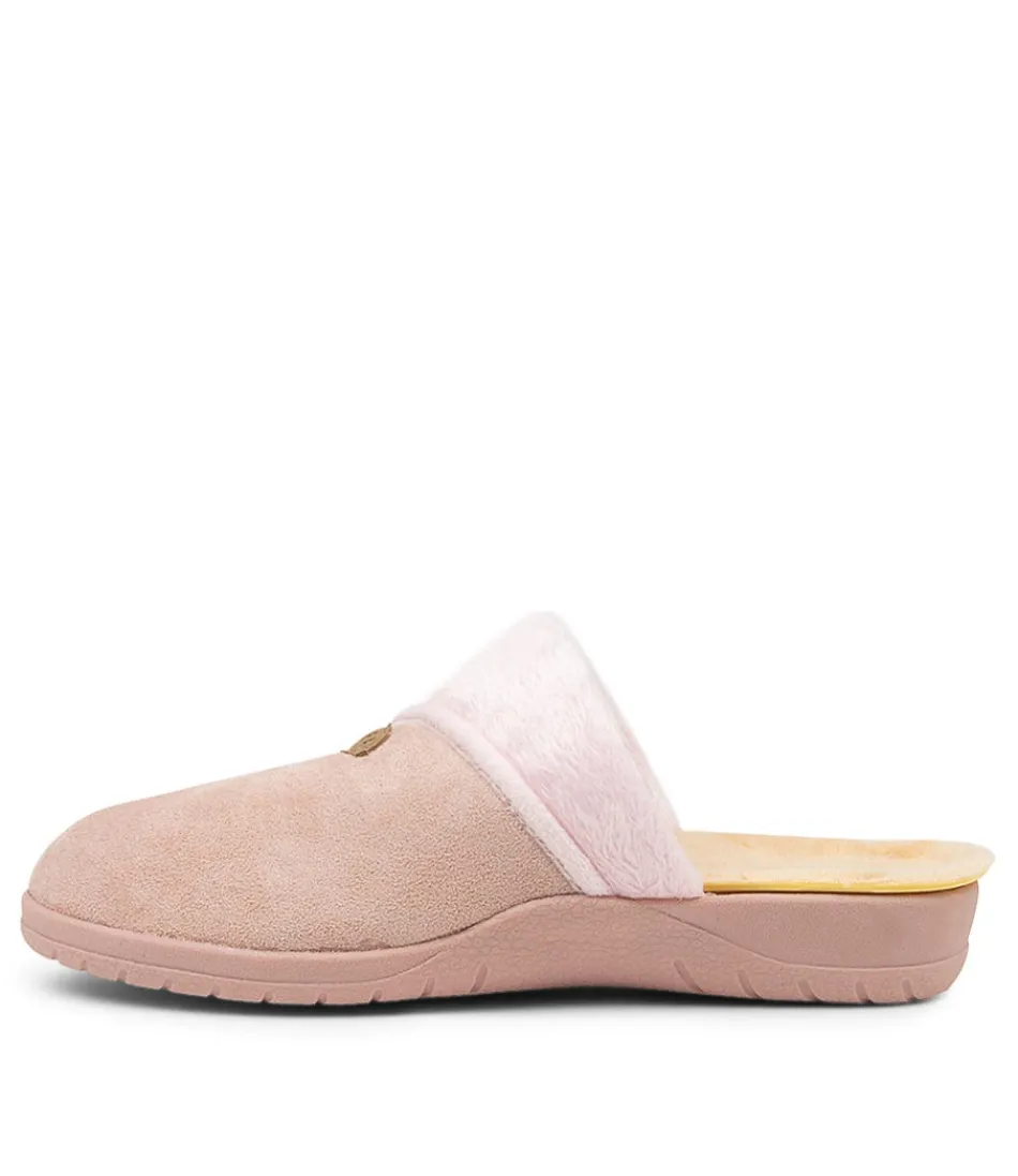 Women ZIERA Comfort<Comfy W Pale Pink Microsuede Slippers