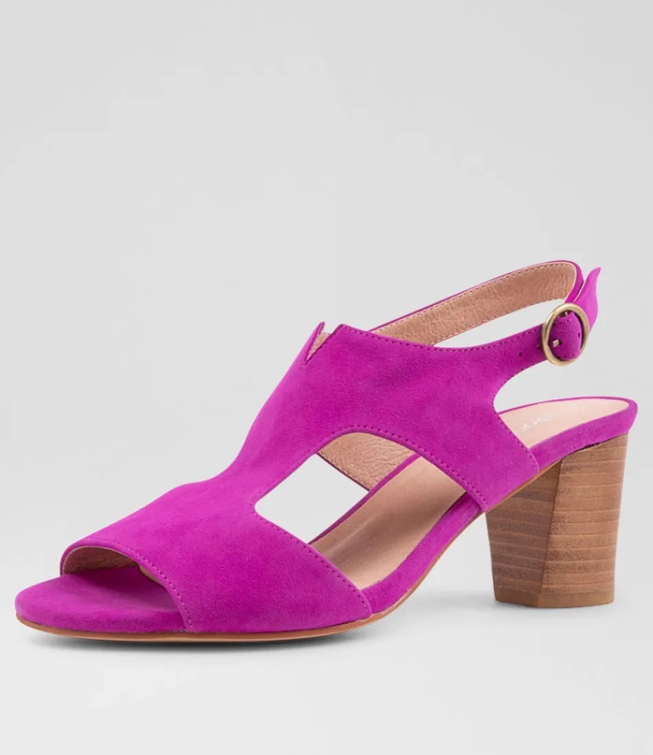 Women DIANA FERRARI Heels<Coral Magenta Suede Sandals