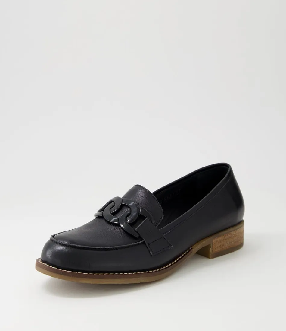 Women DJANGO & JULIETTE Loafers<Corina Black Leather Loafers