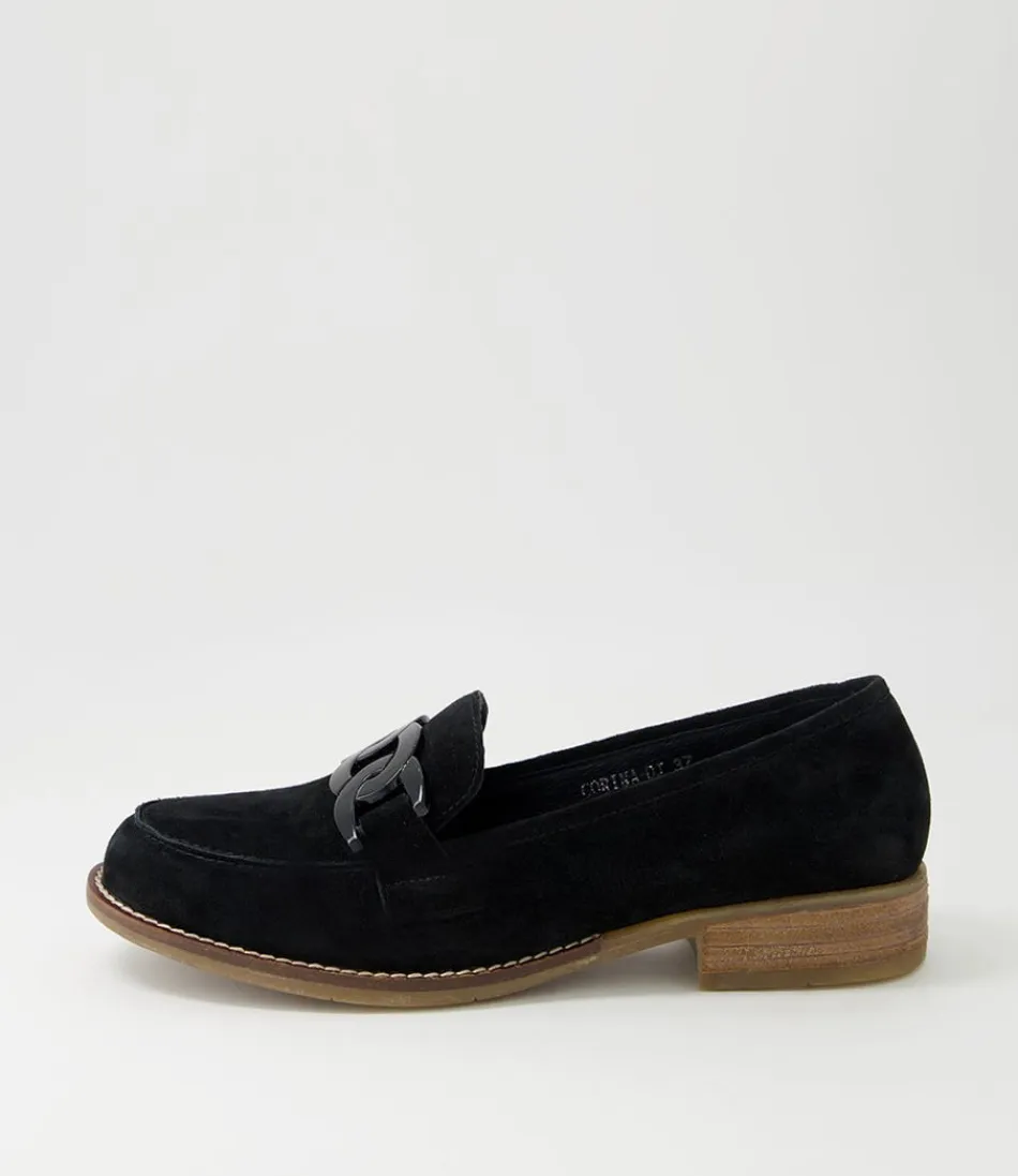 Women DJANGO & JULIETTE Loafers<Corina Black Suede Loafers