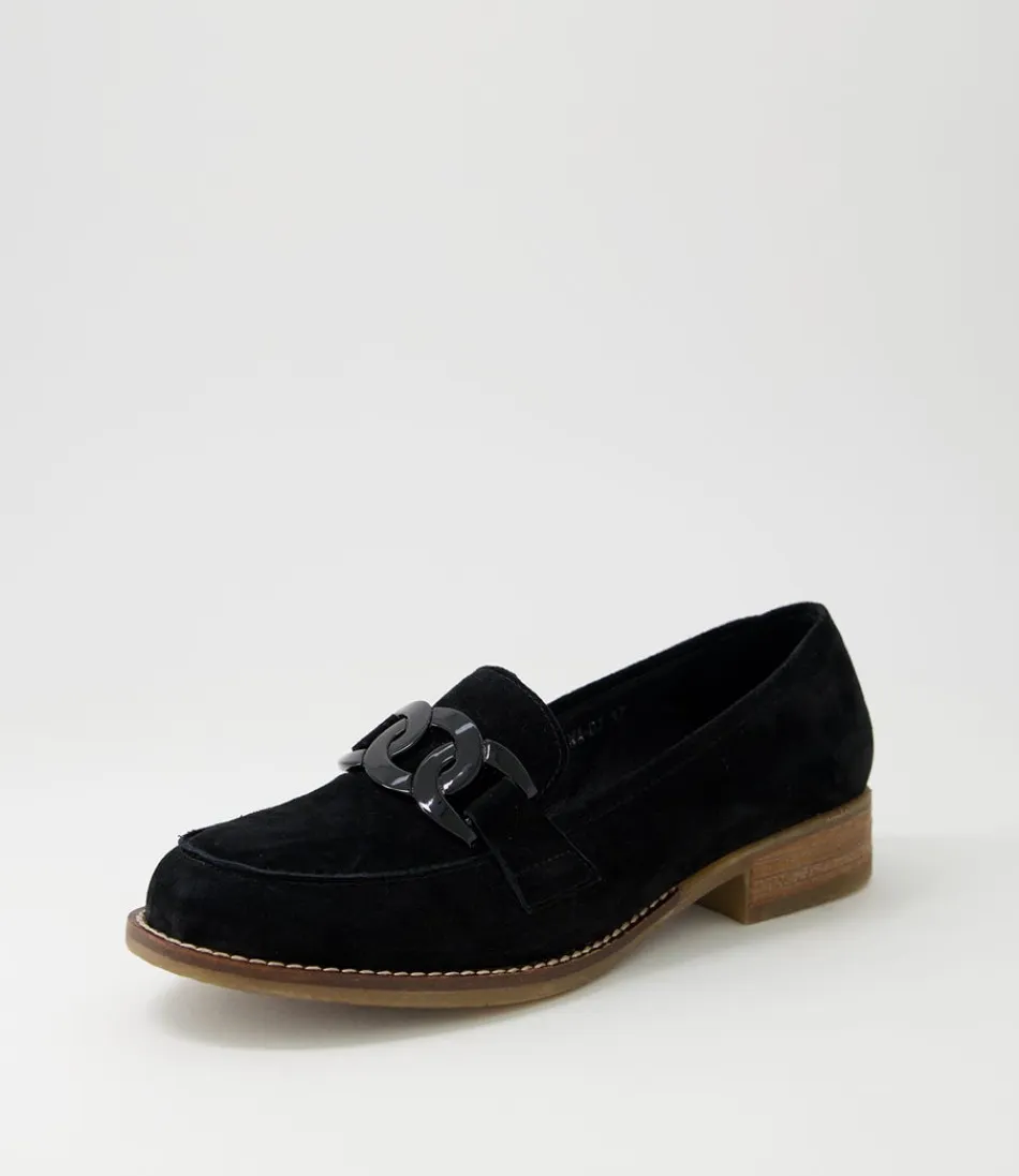 Women DJANGO & JULIETTE Loafers<Corina Black Suede Loafers