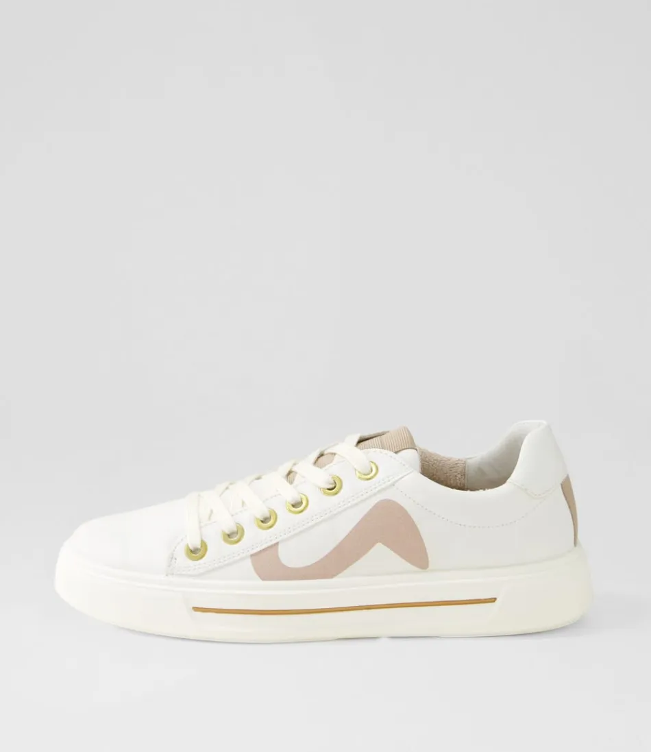 Women ARA Comfort<Courtyard 402 Weiss Sand Leather Sneakers