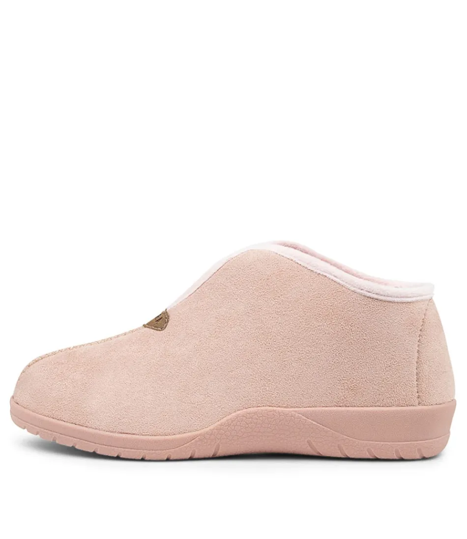 Women ZIERA Flats<Cuddles W Pale Pink Microsuede Slippers