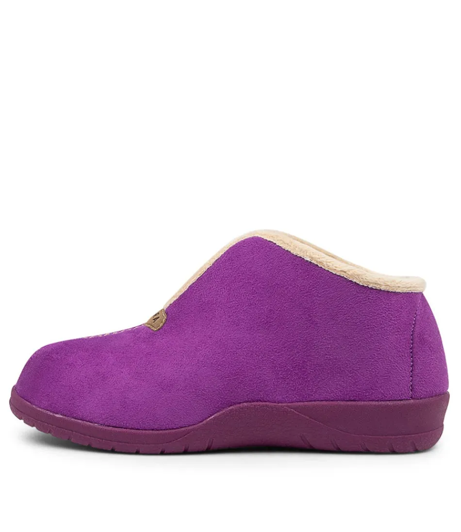 Women ZIERA Comfort<Cuddles W Purple Microsuede Slippers