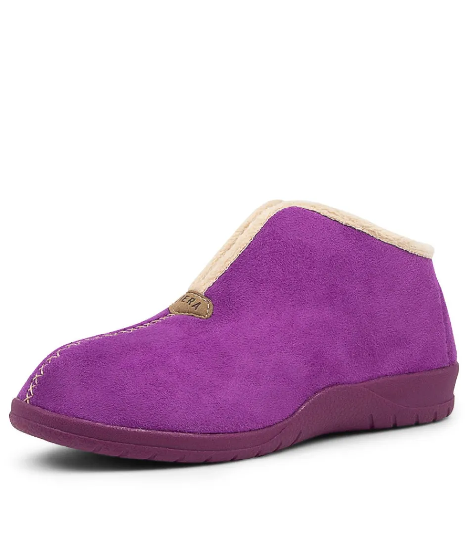 Women ZIERA Comfort<Cuddles W Purple Microsuede Slippers