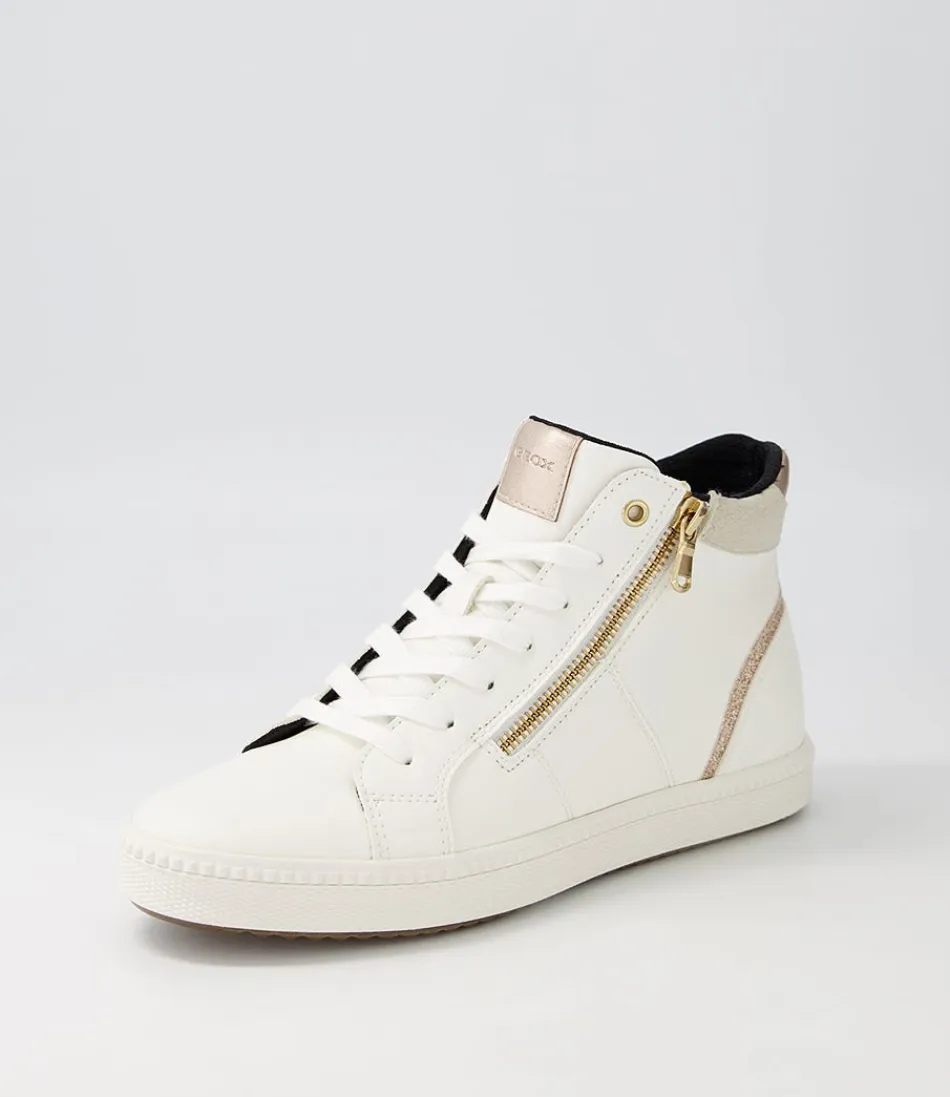 Women GEOX Sneakers<D Blomiee B White Syn Leather Sneakers