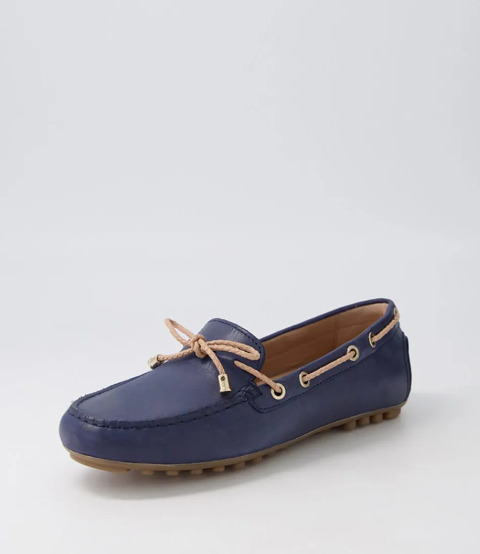 Women GEOX Comfort<D Leelyan C Blue Sand Leather Flat Shoes