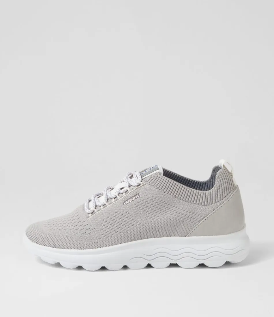 Women GEOX Sneakers<D Spherica A Light Grey Knit Sneakers