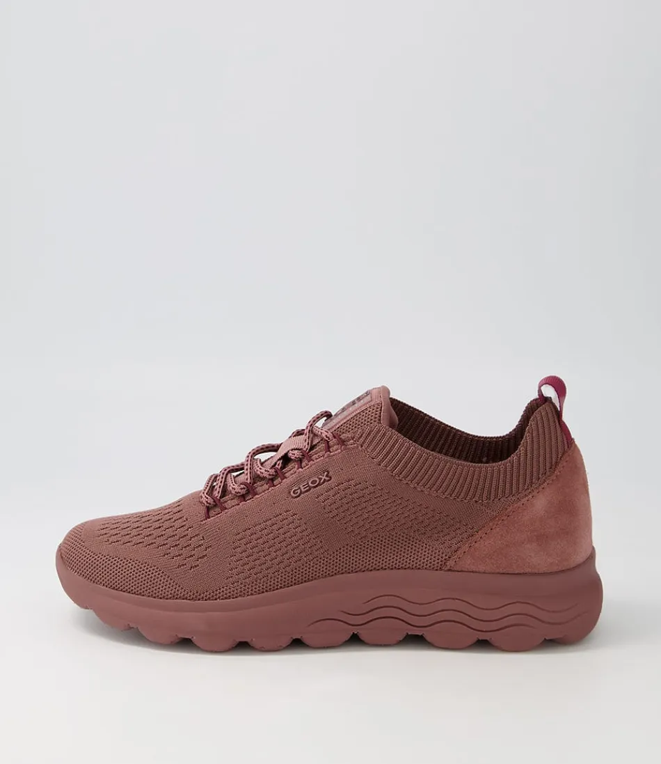 Women GEOX Comfort<D Spherica A Old Rose Knit Sneakers